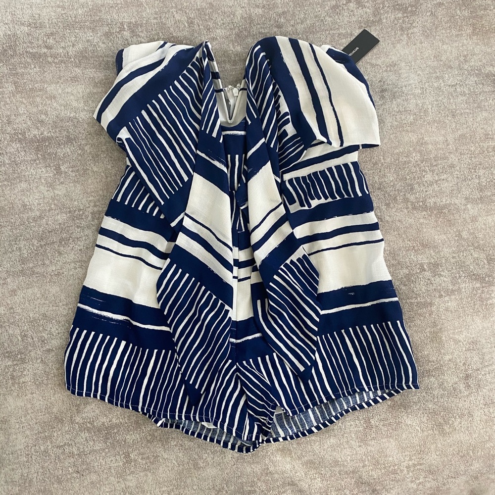 Blue and white romper